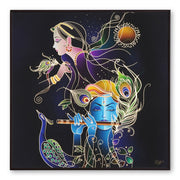 Furn & Deco Golden Embossed Wall Painting For Home Decoration